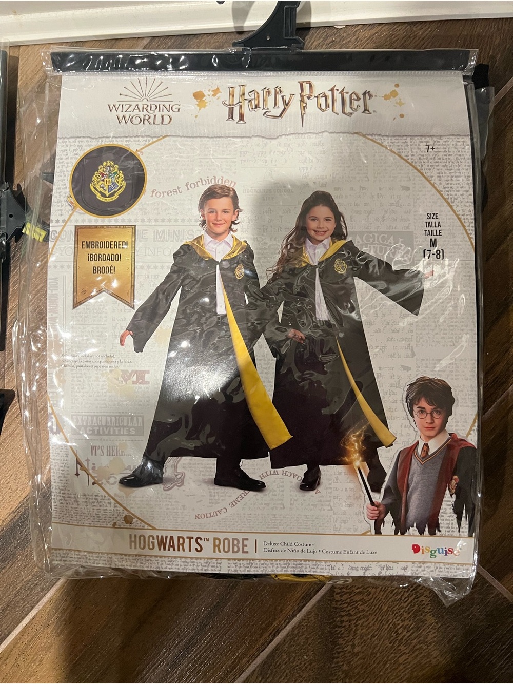 Harry Potter Hogwarts Robe Costume - Black with Yellow Lining (Kids)